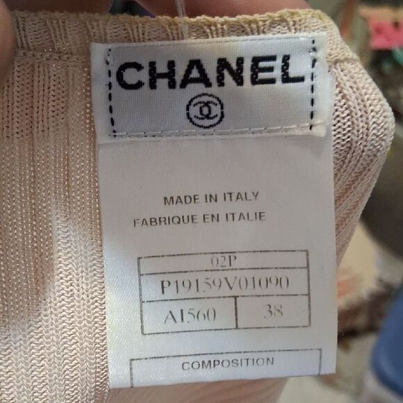 Authentic CHANEL Cream Open Front Cardigan Size 38 - Picture 9 of 10